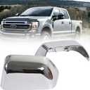 AUCERAMIC Chrome Plated Mirror Covers Caps Fit for Ford Super Duty 2017-2025 F-250 F-350 2017-2023 F-450 F-550 HC3Z17D742CA HC3Z17D743CA