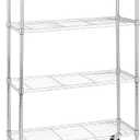 Amazon Basics 4-Shelf Adjustable Heavy Duty Storage Shelving Unit with Wheels, No-Tool Easy Assembly, Garage Shelving, Metal Wire Rack with Casters and Leveling Feet, 36" x 14" x 57.8", Chrome