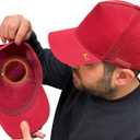 Temple Tape Iconic Fleece Lined Trucker Hats  Winter Hat - Designed for Men & Women  Mesh Back - Adjustable Snapback (Red)