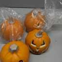 Pinkunn 4 Pcs Light up Mini Jack O Lantern Halloween Pumpkin Lantern 5.25 Inch Pumpkins for Decorating Pumpkin Props with LED Lights for Desk Table Decor Garden Indoor Outdoor Decorations (Scary Face)