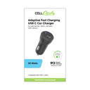 Cell Candy Adaptive Fast Charging USB-C car Charger for any USB-C devices 20 Watts