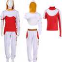 Zombies Girls Costume Kids Nova Halloween Cosplay Cheerleader Skirt Dress Uniform Uniform Set for 3-12 (8-9years/140)