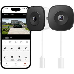 Window Security Camera 2K, Indoor WiFi Cameras 2.4GHz/5GHz, 2 Pack with Colorvue AI Color Night Vision, Person Detection with Auto-Focus, 24/7 Recording Compatible with Alexa & Google Home