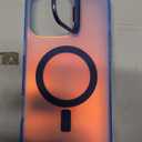 Cute Case for iPhone 17 Case with Stand for Women Girls [Compatible with Magsafe] Aesthetic Glitter Sparkly Bling Magnetic Phone Cover with Camera Lens Kickstand, Iridescent Blue