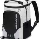 SPARTER Backpack Cooler Insulated Leak Proof 33/49 Cans, 2 Insulated Compartments Thermal Bag, Portable Lightweight Beach Travel Camping Lunch Backpack for Men and Women (White & Black)