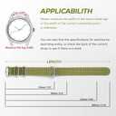 Watch Bands - Thick Premium Military Ballistic Nylon Style Strap With Heavy Silver Stainless Steel Buckle - Choice of Width - 18mm, 20mm, 22mm or 24mm (Army Green)