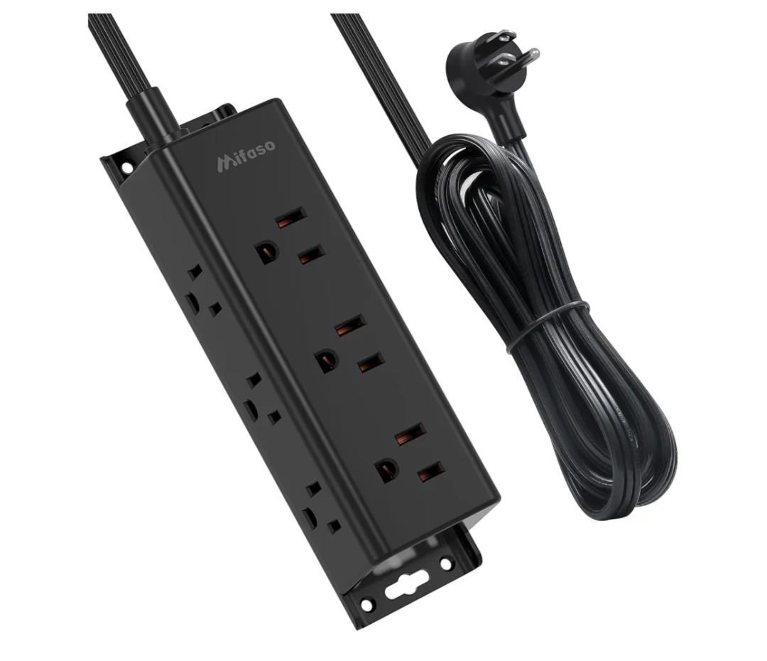 Surge Protector Power Strip - 9 Widely Spaced Multi Outlets, Wall Mount, 3 Side Outlet Extender with Extension Cord, Flat Plug, Overload Protection, Home Office Dorm Room Essentials (5FT, Black)