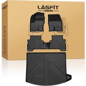 LASFIT Floor Mats and Cargo Liner for Ford Escape 2013-2019 All Weather Protector TPE Custom Fit Car Floor Liners, 1st & 2nd Row & Trunk Mat Combo Set, 4PCS Black