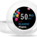 WELLIFE 9 Inch Plastic Plates Clear 50 Count Disposable Plate for Party, Dessert Plates for Dinner Cake Salad Supplies Birthday
