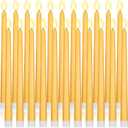 Macarrie 24 Packs Flameless Taper Candles Battery Operated Fake 11 Inch Long Candlelight LED Flameless Candlesticks Flickering Tapered for Spring Summer Wedding(Yellow)