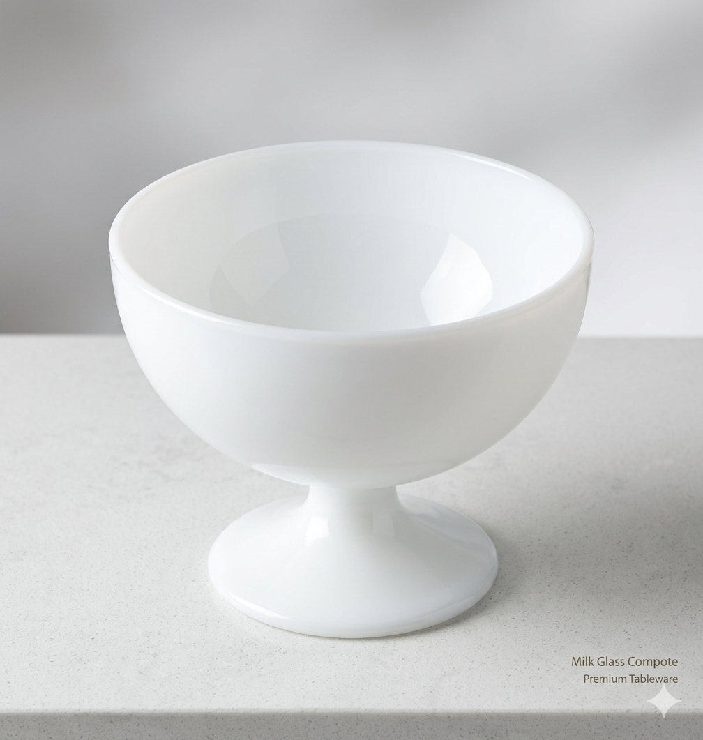 Vintage Milk Glass Pedestal Footed Compote Covered Candy Dish