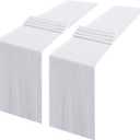 2 Packs 12 x 108 inches White Sequin Table Runner, Glitter White Table Runner for Wedding Birthday Bachelorette Holiday Party Supplies Decorations Bridal Shower Baby Shower
