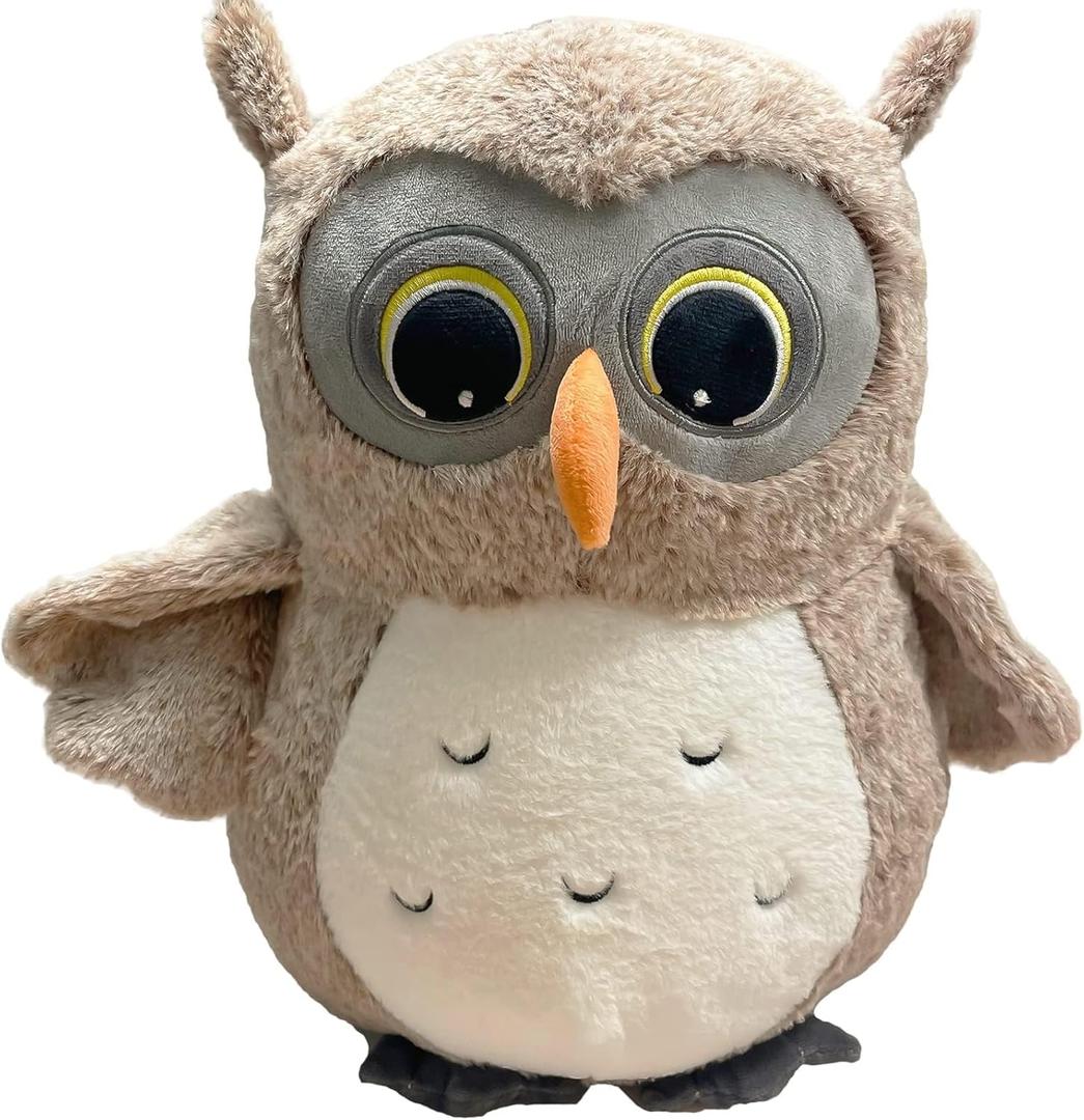 Ryttir 15.7 Inch Chubby Gray Owl Stuffed Animal, Adventure Stuffed Owl Plush Toy, Brave Boy's and Girl's Room Decor, Funny Owls Gift for Kids and Women