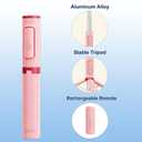 Selfie Stick, Foldable Cellphone Tripod with Remote, Travel Tripod for iPhone Series Android, Video Recording - Pink