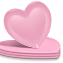 FillTouch 4 Pcs 9.5 Inch Heart Shaped Melamine Plates Dinner Plates Heart Dinnerware Dishes for Valentines, Birthdays, Bridal Showers, Baby Showers (Pink)