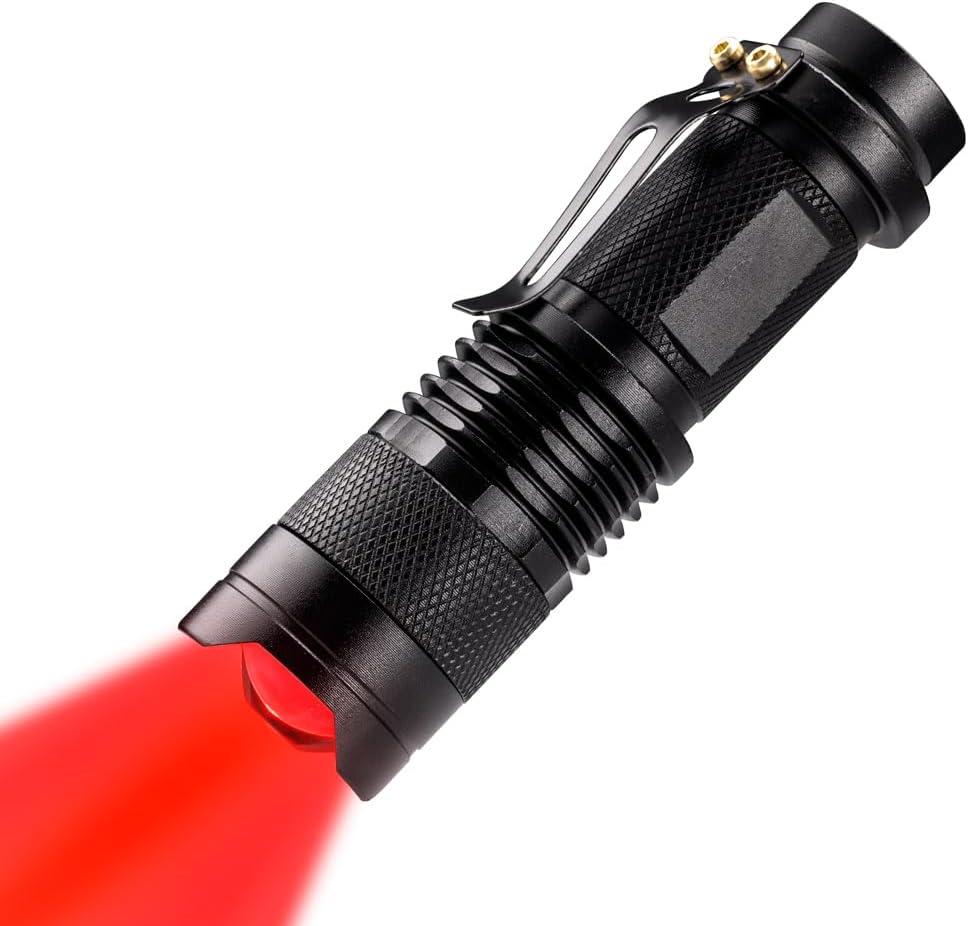 High Power 1 Mode Red LED Flashlight, Single Mode Red Flashlight, Red Light Flashlight Red Light Torch for Astronomy, Aviation, Night Observation