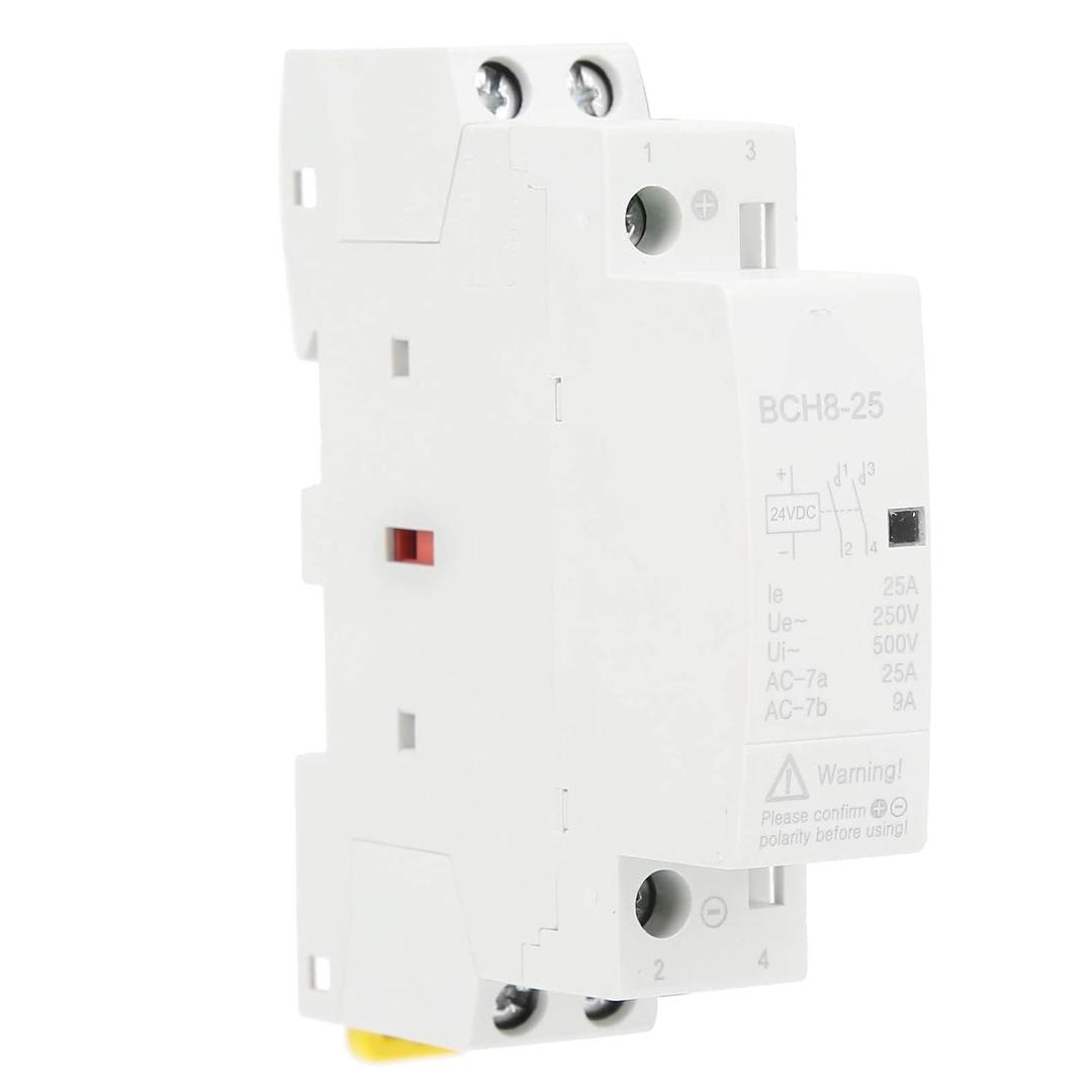 DC Voltage Contactor, 25A 24V BCH8-25 2NO DC Modular Contactor Switch Home Voltage Contactor DIN Rail Mount for Intelligent Control System
