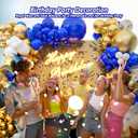 187PCS Royal Blue and Gold Balloons Arch Garland Kit, 5 10 12 18inch Royal Blue and Gold White Balloons with Gold Foil Balloons for Baby Shower Anniversary Wedding New Year Birthday Party Decorations