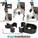 Cane Holder for Nitro Rollators with Flat Frame, Drive Walker Cane Holder, Adjustable Crutch Bracket for Wheelchairs, Rollators, Knee Scooters, Assistant Holder for Cane or Stick Users, Black