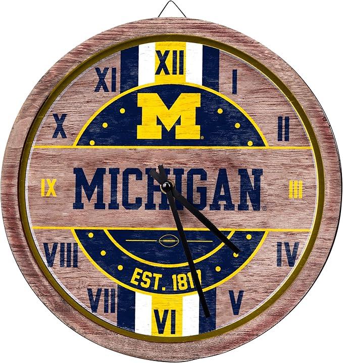 Michigan Wooden Barrel Wall Clock