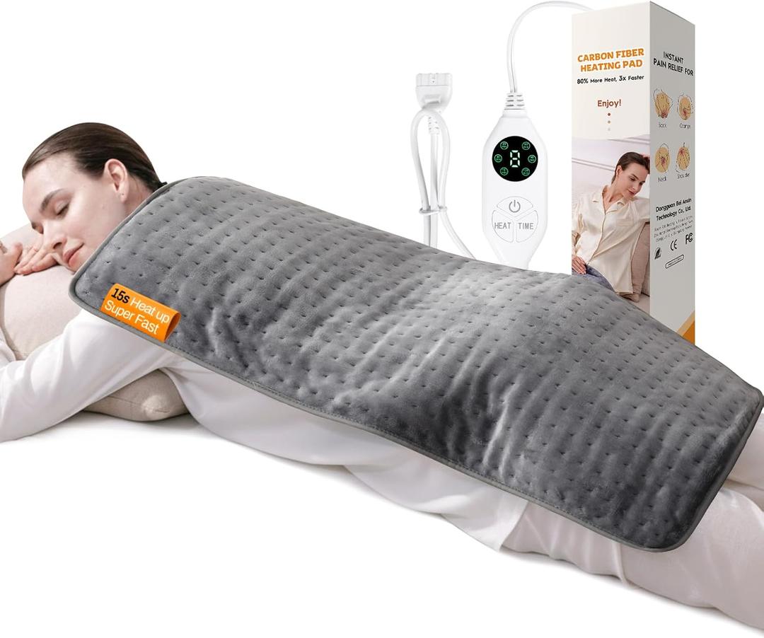 High-Heat Boost & Rapid Heat Up XL Heating Pad 33"x17" for Back/Neck/Shoulder Pain Relief, Full Body Electric Pad for Period Cramps/Sore Muscles, Deep Moist Heat (Summer Night Grey, 33"x17")