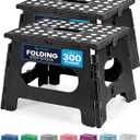 Handy Laundry Folding Lightweight Step Stool - Sturdy Enough to Support Adults and Safe Enough for Kids - Opens Easy with One Flip - Great for Kitchen, Bathroom or Bedroom (Black | 2-Pack)