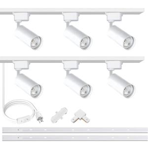 White Ultra-brigh 25W 2000lm J&L Type LED Track Lighting System3000K Warm Light Dimmable Brightnesswith 6.5 FT Rails and Ceiling Spotlight Fixture Installation Package