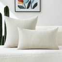 FUTEI Beige Decorative Throw Pillow Covers 16x16 Inch Set of 2,Soft Chenille Triangle Check Pattern Cushion Case,Modern Home Decor for Couch Bed Living Room