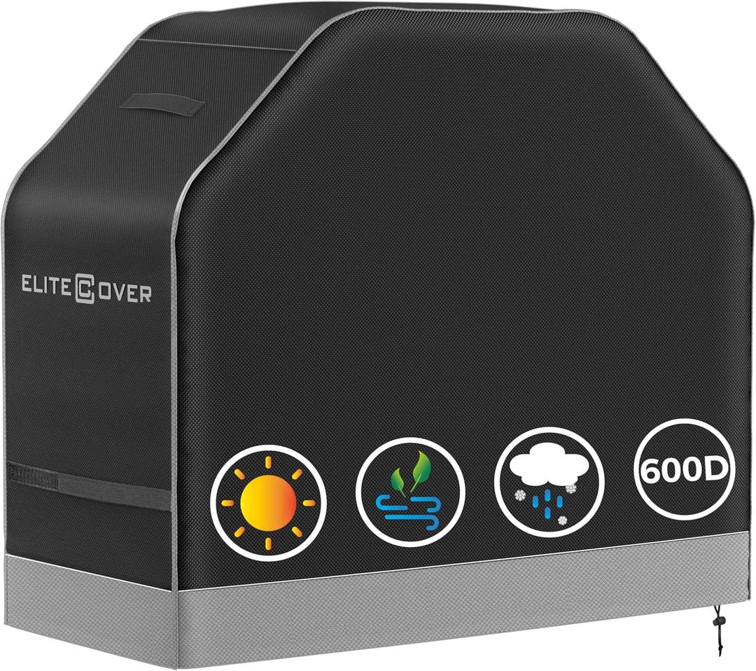 EliteCover 58 Inch 600D Heavy Duty Grill Cover for Outdoor Grill with Waterproof,UV & Fade Resistant, Black