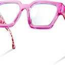 livho Oversized Blue Light Blocking Glasses for Woman and Men - Rectangle Fashion Glasses for Computer, Chic Preppy Frame (Light Pink Leopard Legs)