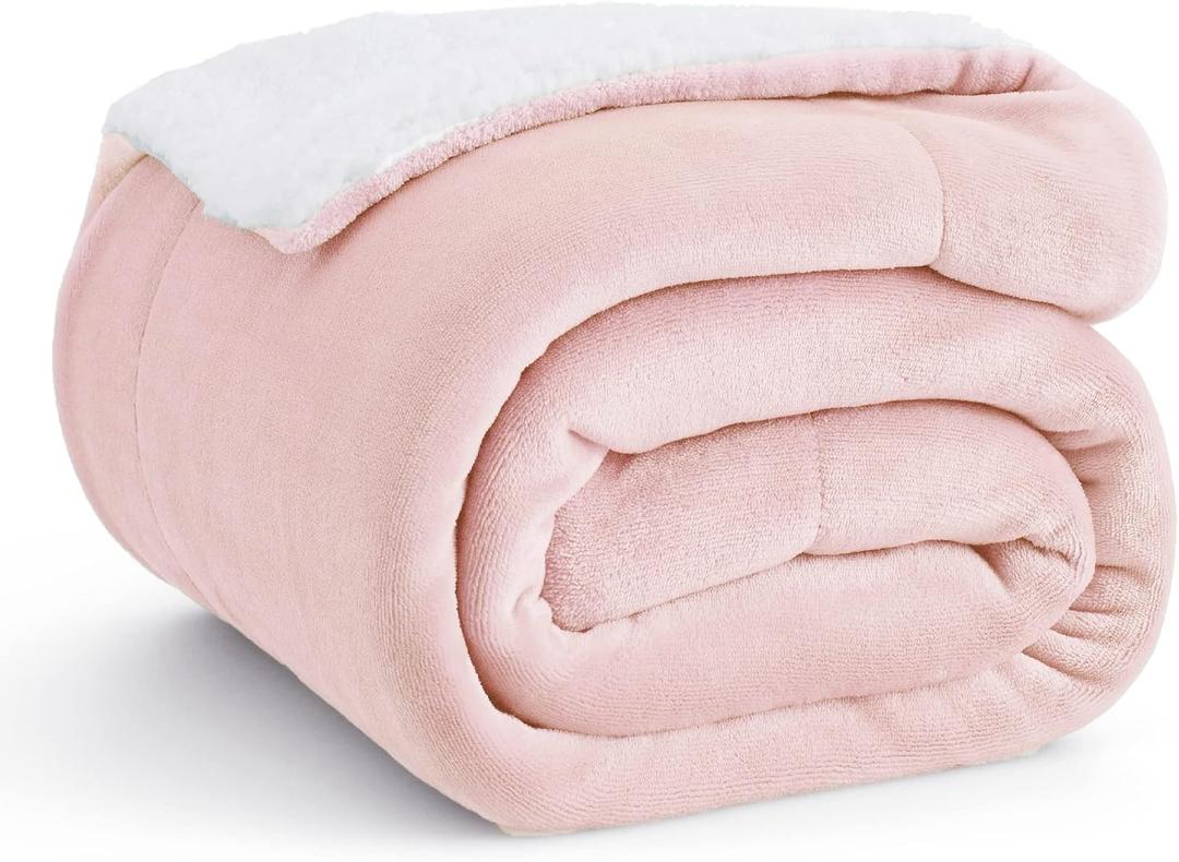 Bedsure GentleSoft Sherpa Fleece Twin Size Blanket for Couch, Non-Heated, Thick and Warm Throw for Women and Girls, Soft Fuzzy Plush Kids Blanket for Spring, Room Home Decor, Pink, 60x80 Inches
