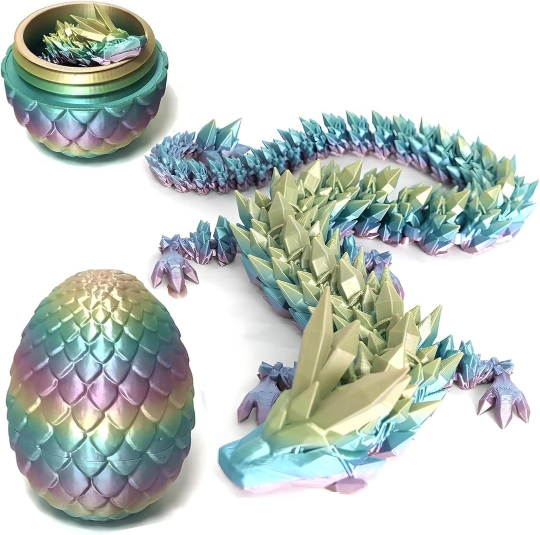 Dragon Egg 3D Printed Dragon Egg Articulated Crystal with Fidget Toy Executive Desk Toys Adults Fidget Toys (12'')