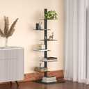 Nidouillet 6-Tier Metal Spine Bookshelf, Adjustable Vertical Tower for Books, Tall & Narrow Ladder Bookcase, Space-Saving Multipurpose Corner Storage Shelf, Display Stand, Tool-Free Assembly