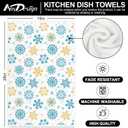 AnyDesign Winter Kitchen Dish Towel 18 x 28 Inch Gold Blue Snowflake Dishcloth Vintage Decorative Hand Drying Tea Towel for Baking Cooking Home Kitchen Decor Housewarming Gift, 2Pcs