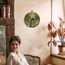 FUGWN Vintage Easter Bunny Round Wall Art Decor Framed, Rustic Farmhouse Bunny Canvas Artwork Prints, Cottagecore Landscape Rabbit Wall Hanging Decorations for Home Bedroom Living Room, 10x10 Inch