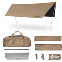 Naturehike Cloud Skies Camping Tent Tarp with Poles, Waterproof PU 18000mm+ Rain Shelter, Anti-UV UPF2000+ Camping Sun Shelter Canopy, 16.4 x 12.5ft