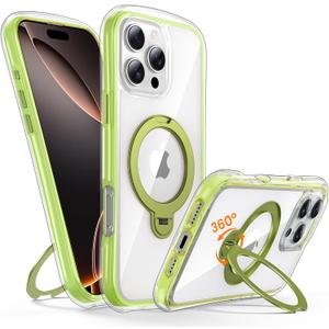 Magnetic for iPhone 16 Pro Max Case with Stand [Compatible with MagSafe][360 Rotatable Ring Holder Kickstand][Military Grade Protection] Shockproof Case for i Phone 16 ProMax 6.9 Inch, Green