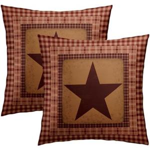 Imiss Western Pillow Covers 18x18 Inch Set of 2 Texas Star Throw Pillow Covers Red ​Check Star Pillow Cushion Country Star Classic Outdoor Decorative Pillow Case for Couch Sofa Bedroom