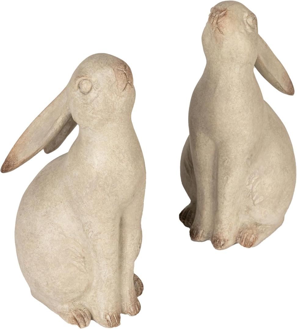 Creative Co-Op Decorative Resin Rabbit Bookends, Grey