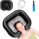 Inflatable Shampoo Basin, Portable Shampoo Bowl with Neck Support and Drain Hose for bedridden People, Portable Shampoo Sink for The Elderly, Disabled, Pregnant Women, Injured People (Black)