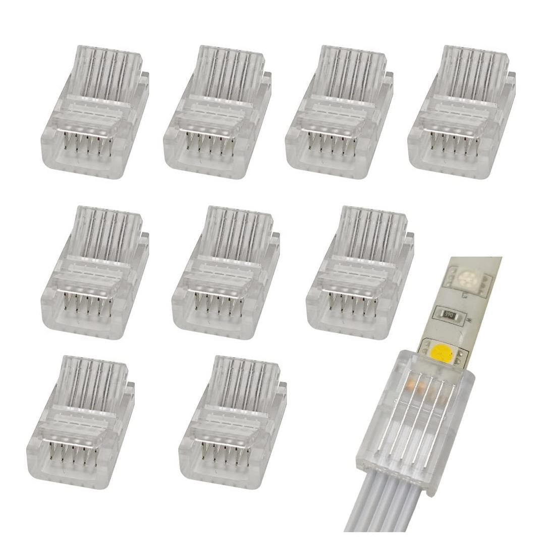 5 Pin 12mm LED Strip to Wire Connector rgbw Unwired Clips Solderless Adapter Terminal Extension Connection for Multicolor LED Strip Lights 12V 24V (Pack of 10)