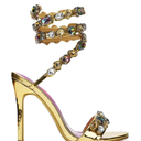Cape Robbin Women's Rhinestone Stiletto Heel Sandals Jewel Spiral Ankle Wrap Strap High Heels Sandal, 9