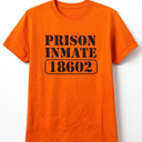 Prisoner Costume Orange Prison Uniform Halloween Jail Inmate T-Shirt, Small
