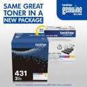 Brother TN-431 3PK, Cyan, Magenta, Yellow, Standard Yield, Model: TN4313PK