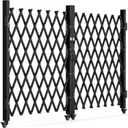 YITAHOME Double Folding Security Gate, 61" H x 130" W Door Gate,Flexible Expanding Security Gate, Steel Safety Gates, 360 Rolling Barricade Gate, Scissor Gate with Padlock, Aluminum Alloy Mesh,Black