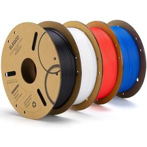ELEGOO PLA Filament 1.75mm Bundle 4KG, 3D Printer Filament Bulk Dimensional Accuracy +/- 0.02mm, 4 Pack 1kg Cardboard Spool(2.2lbs) Fits for Most FDM 3D Printers(Black, White, Dark Blue, Red)
