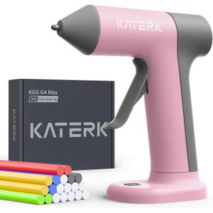 Katerk Cordless Hot Glue, 30s Fast Heating & 20PCS Premium Mini Glue Sticks, 2500mAh Type-C Rechargeable, Compact & Portable, Auto Shut-Off, Perfect for DIY, School Crafts & Repairs (Pink)