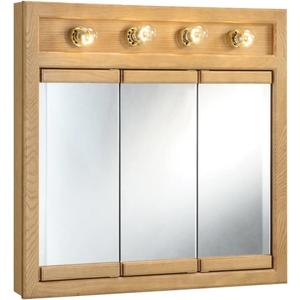30 Inch Richland Bathroom Medicine Cabinet, Wall Mounted, Mirror, Oak Design House, 530600-NOK