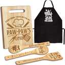 Pawpaw Gifts, Christmas Pawpaw Gifts for Men, Paw Paw Wooden Cutting Board Utensils with Apron, Great Pawpaw Grandprents Day Father's Day Birthday Kitchen