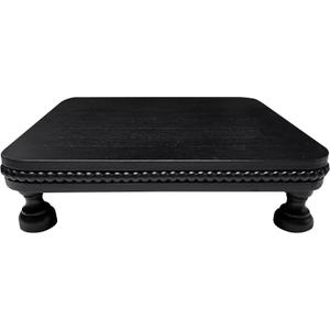 dwellington Farmhouse Display Wood Riser, 12" Decorative Black Beaded Pedestal Stand, Square Tiered Tray Decor for Kitcher Decor, Countertop